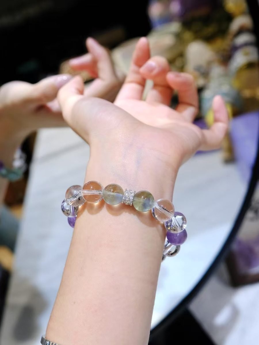Amethyst Bracelet with Clear Quartz & Fluorite — Ref. 02212 - Image 6