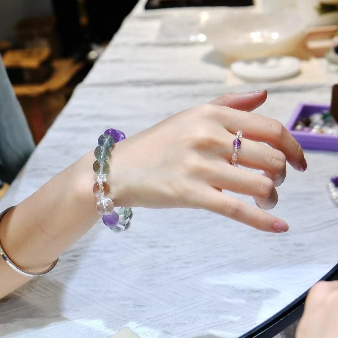 Amethyst Bracelet with Clear Quartz & Fluorite — Ref. 02212 - Image 7