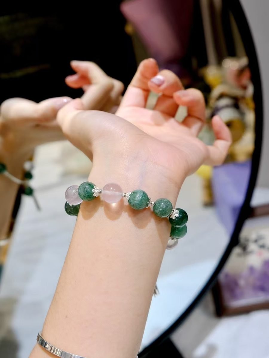 Rose Quartz Bracelet with Strawberry Quartz — Ref. 02227 - Image 3