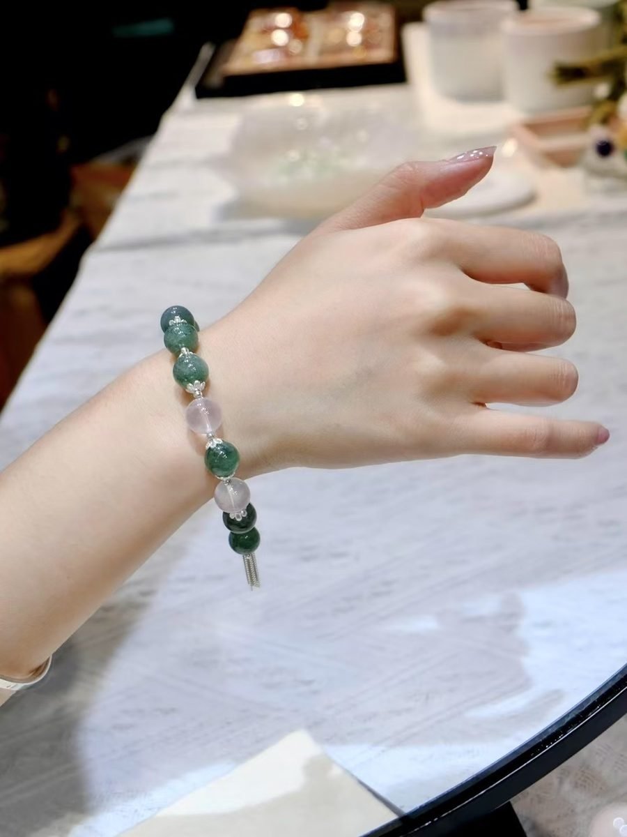 Rose Quartz Bracelet with Strawberry Quartz — Ref. 02227 - Image 4
