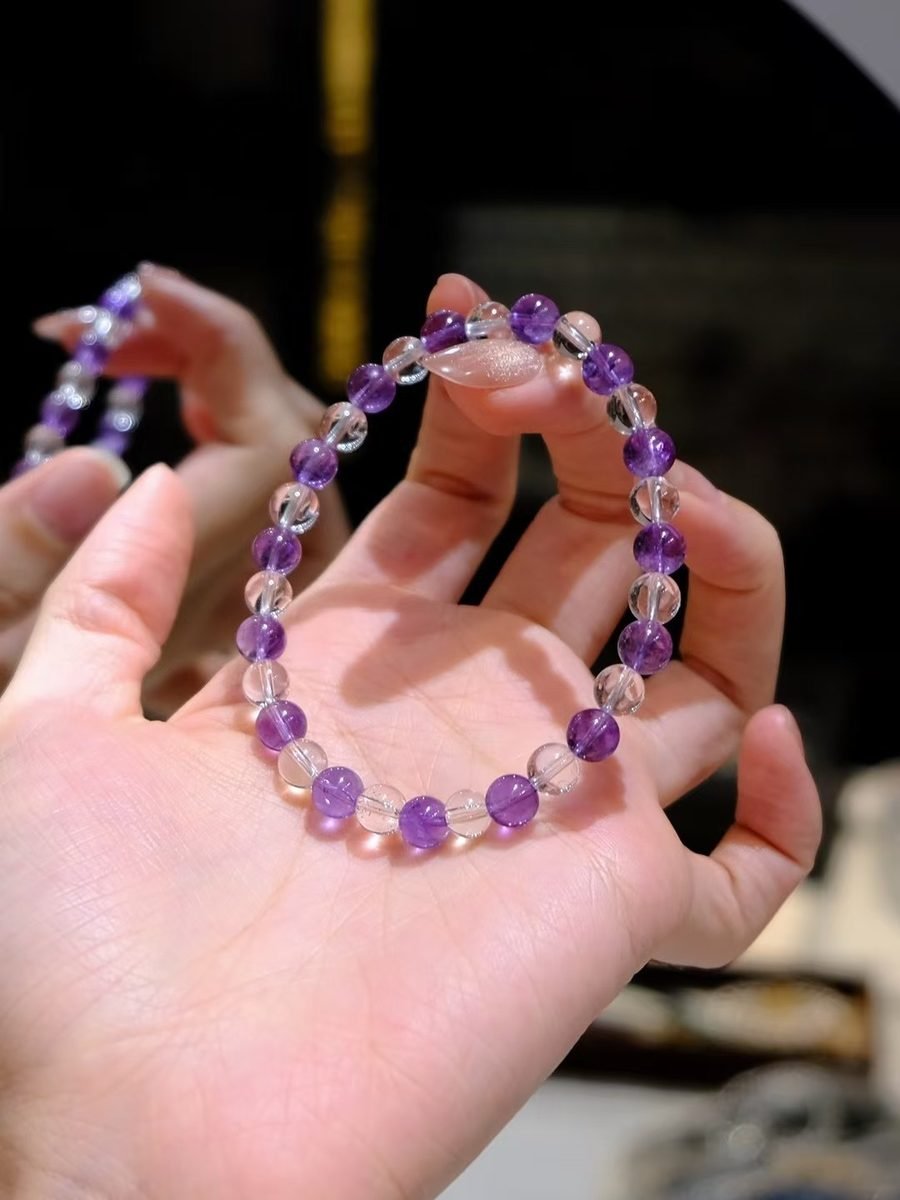 Amethyst Bracelet with Clear Quartz — Ref. 02260