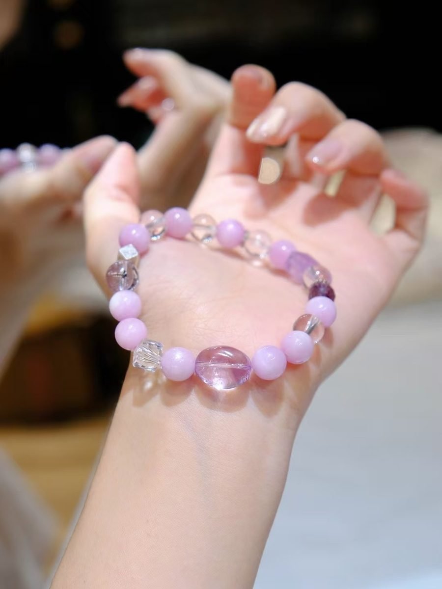 Amethyst Baroque Bracelet with Clear Quartz & Kunzite — Ref. 02261