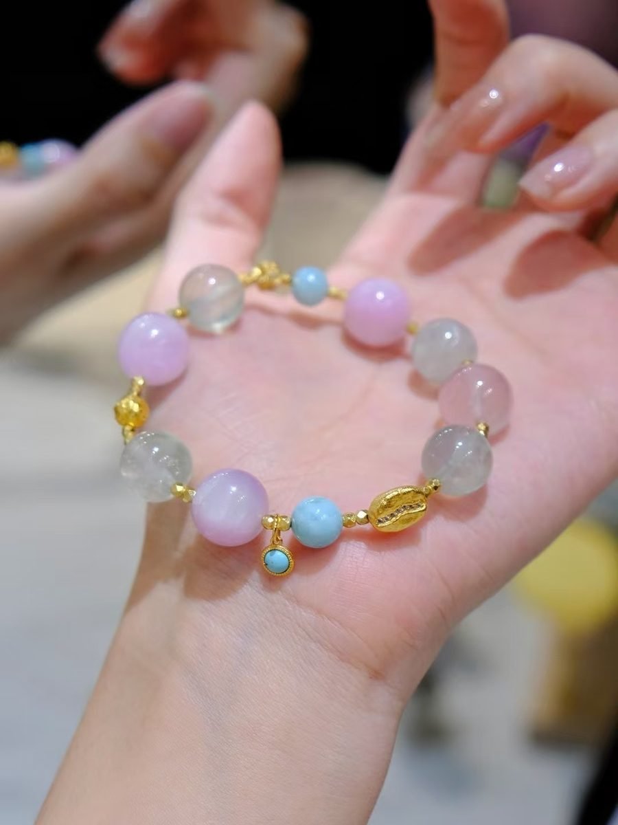 7 Chakra Balancing Bracelet with Rose Quartz & Kunzite — Ref. 02266