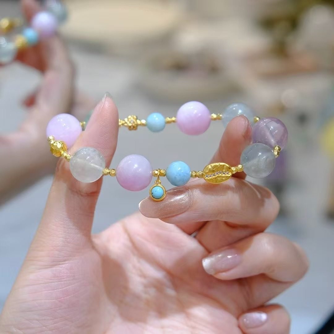 7 Chakra Balancing Bracelet with Rose Quartz & Kunzite — Ref. 02266 - Image 2