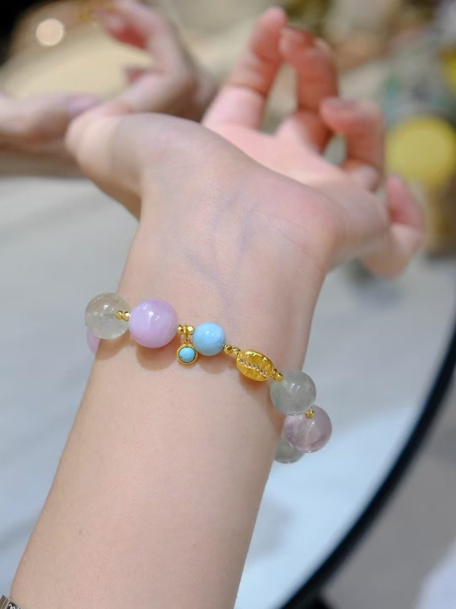 7 Chakra Balancing Bracelet with Rose Quartz & Kunzite — Ref. 02266 - Image 3