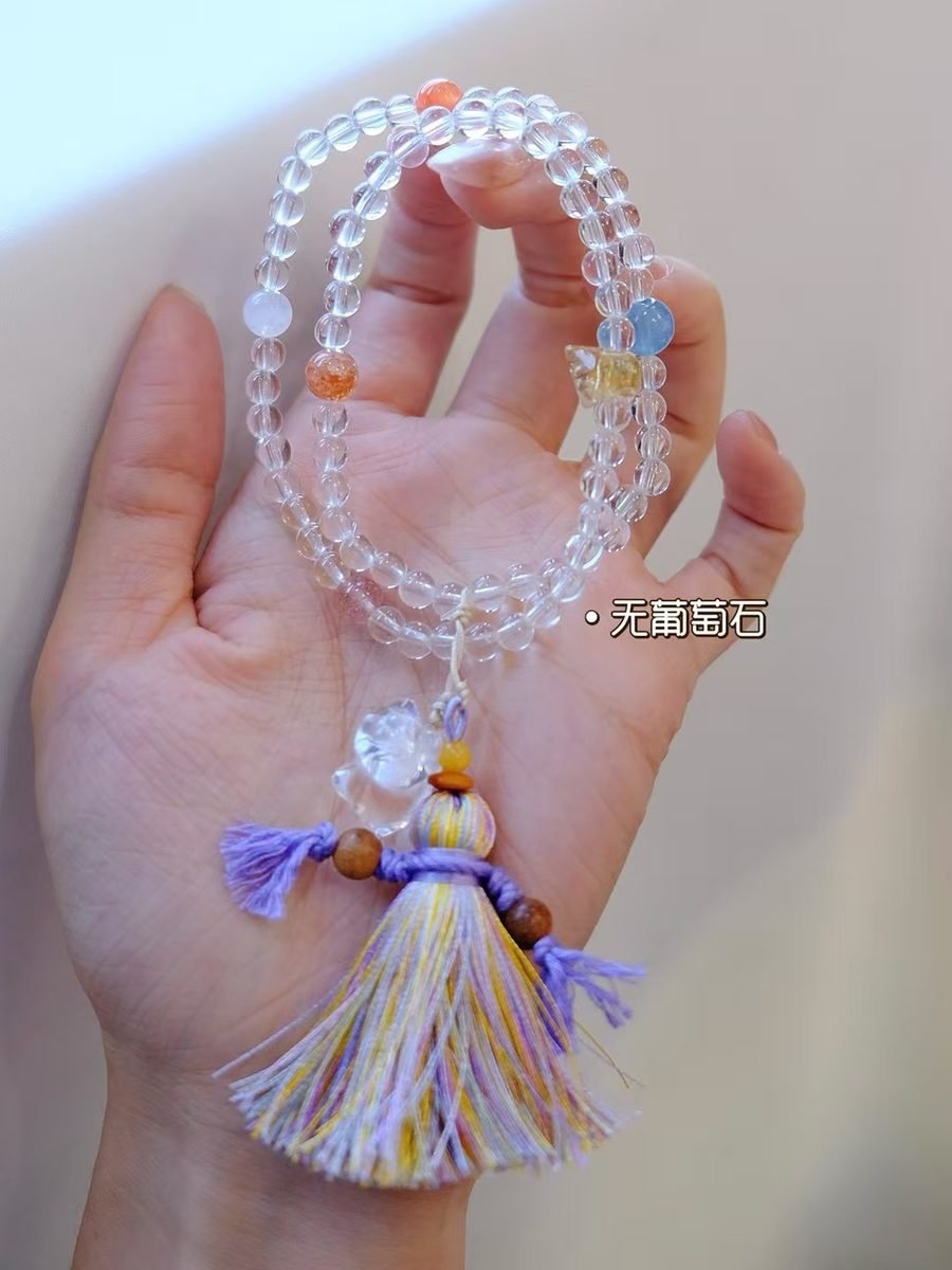 7 Chakra Balancing Bracelet with Clear Quartz & Red Agate - Image 2