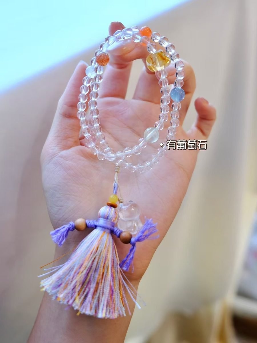 7 Chakra Balancing Bracelet with Clear Quartz & Red Agate - Image 3