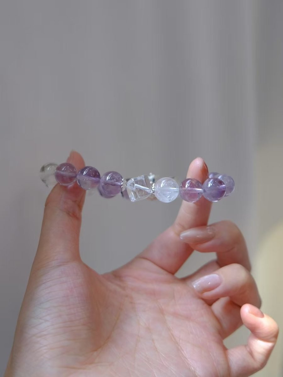 Amethyst Bracelet with Clear Quartz — Ref. 02285 - Image 2