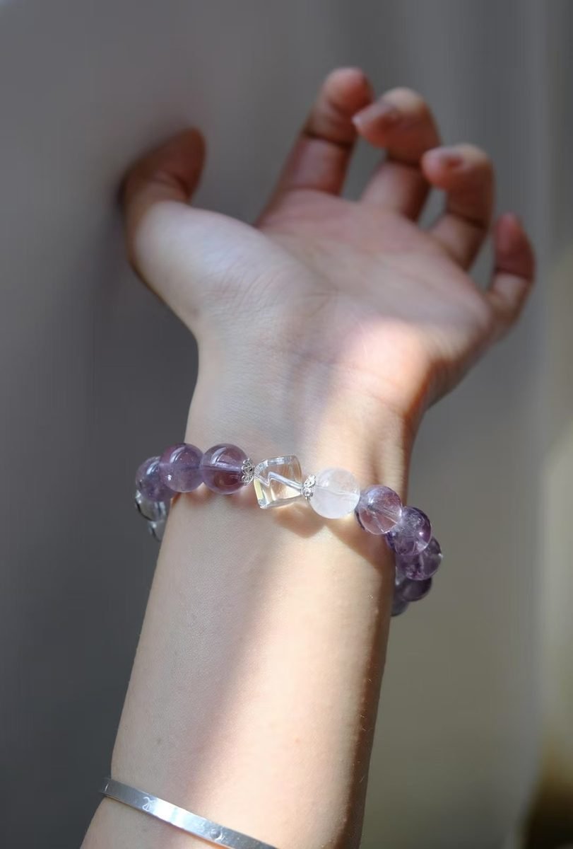 Amethyst Bracelet with Clear Quartz — Ref. 02285 - Image 3