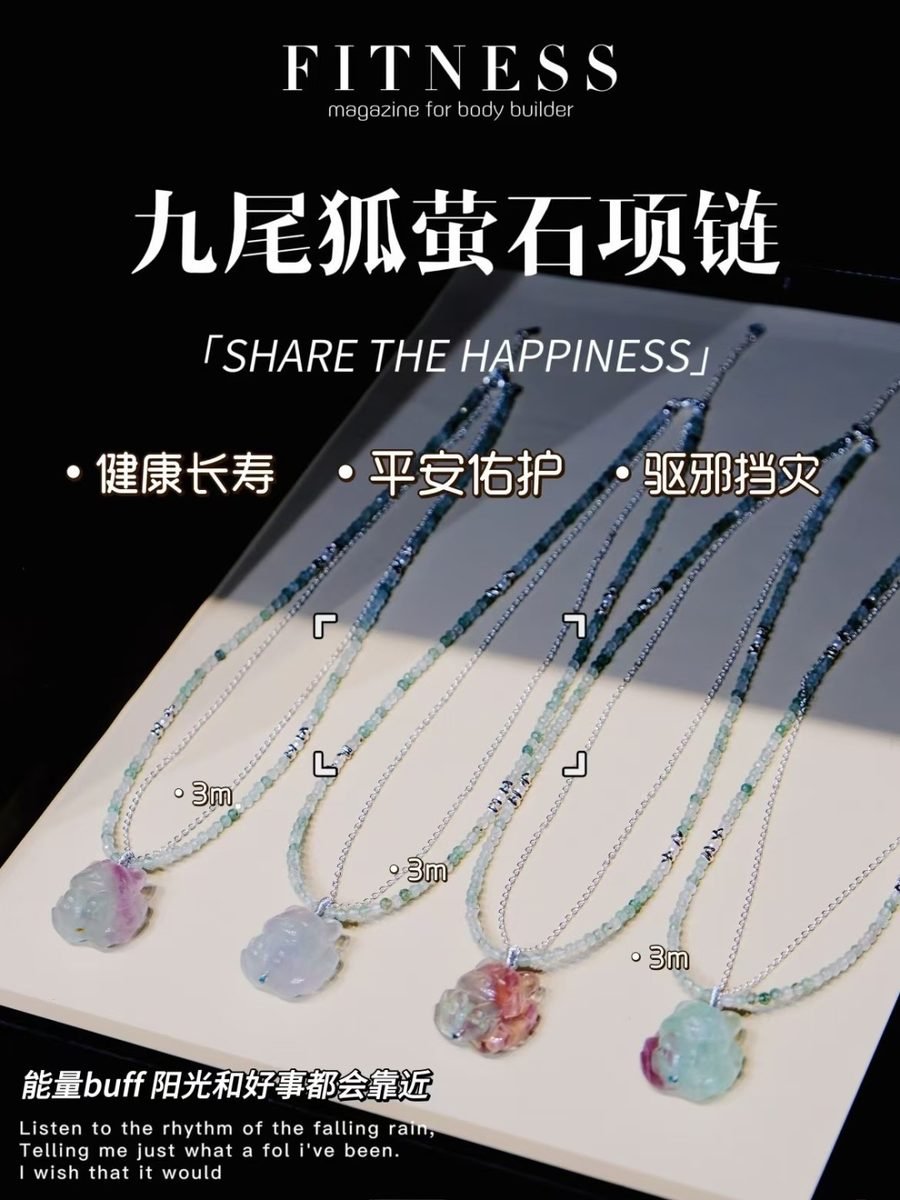 Rose Quartz Necklace with Fluorite & Strawberry Quartz