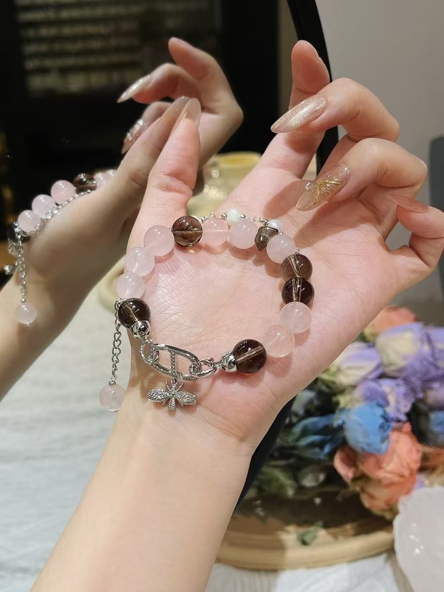 Rose Quartz Bracelet with Smoky Quartz - Image 4