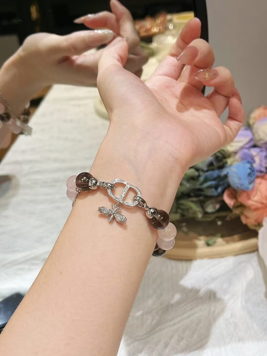 Rose Quartz Bracelet with Smoky Quartz - Image 5