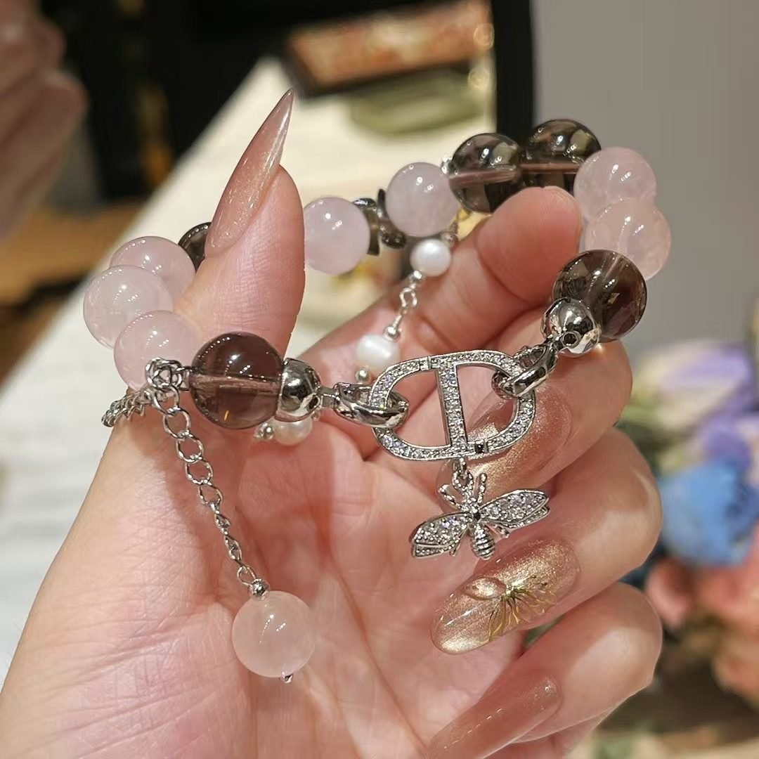Rose Quartz Bracelet with Smoky Quartz - Image 6