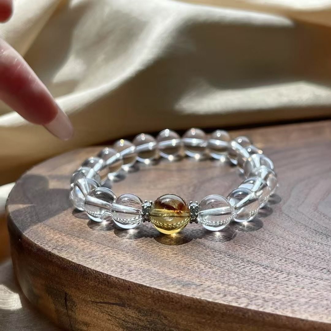 Citrine Bracelet with Clear Quartz — Ref. 02375