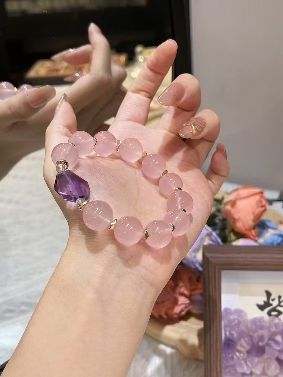 Amethyst Bracelet with Rose Quartz — Ref. 02378