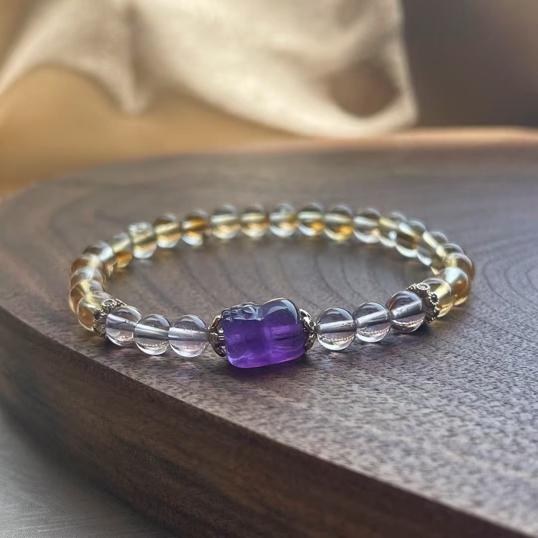 Citrine Bracelet with Amethyst — Ref. 02404