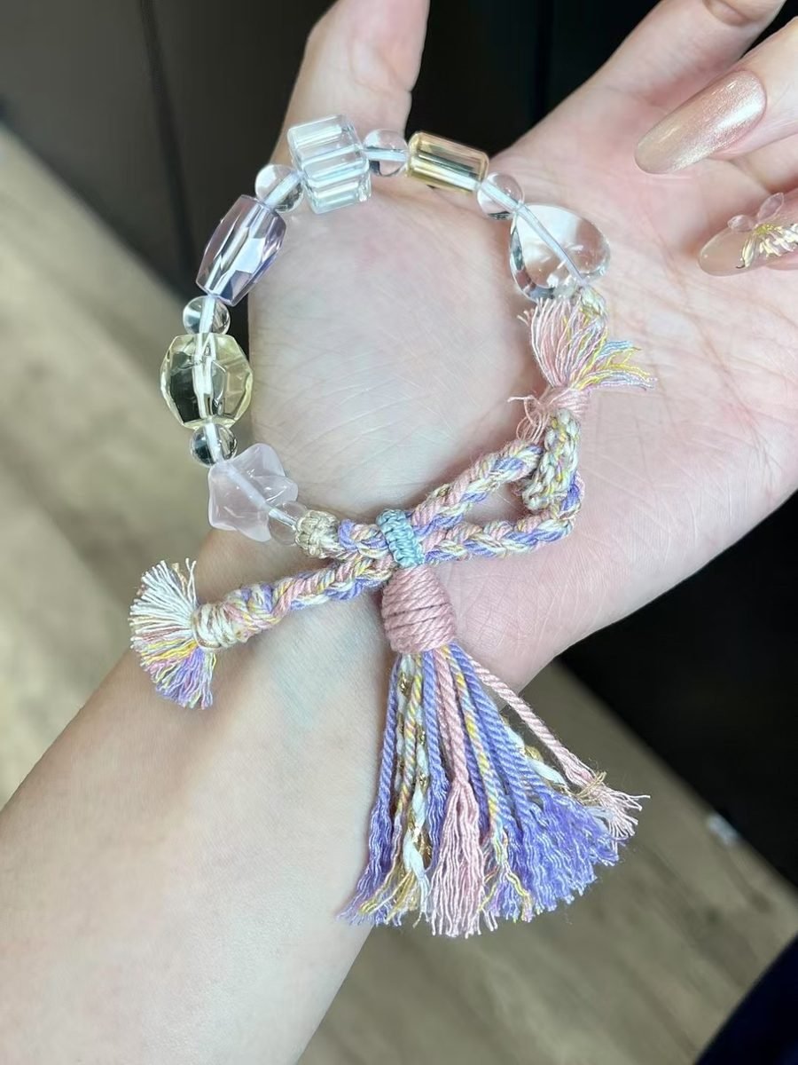 Rose Quartz Baroque Bracelet with Amethyst & Citrine