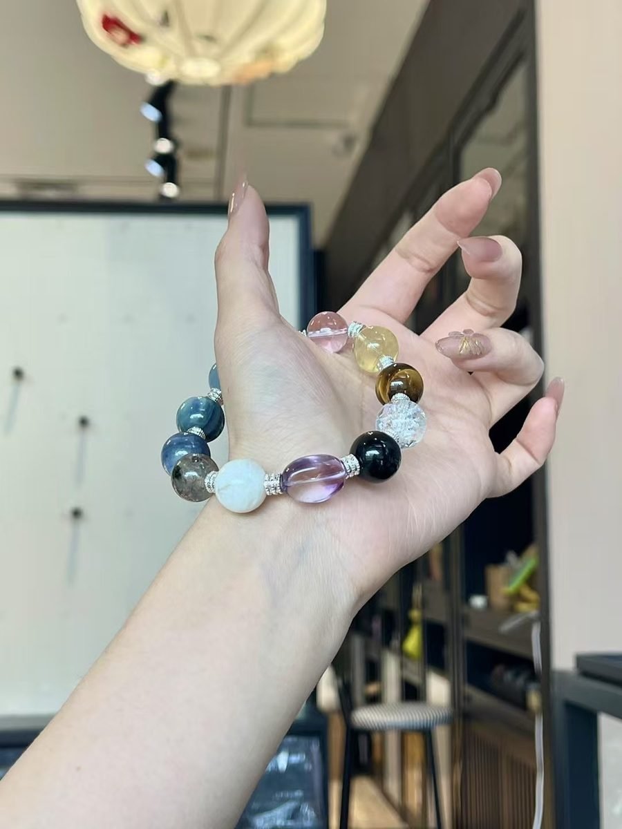 7 Chakra Balancing Bracelet with Amazonite & Aquamarine - Image 4