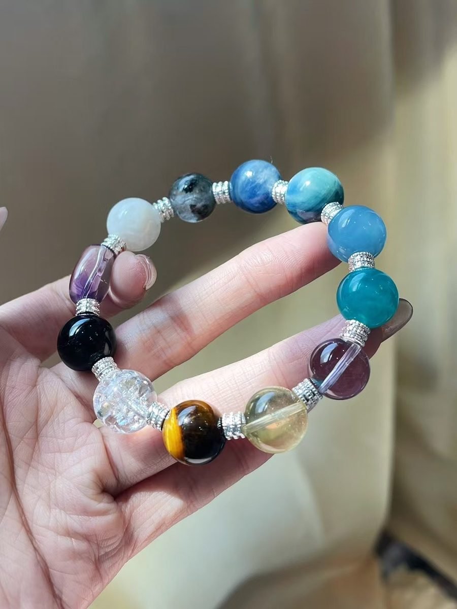 7 Chakra Balancing Bracelet with Amazonite & Aquamarine - Image 5