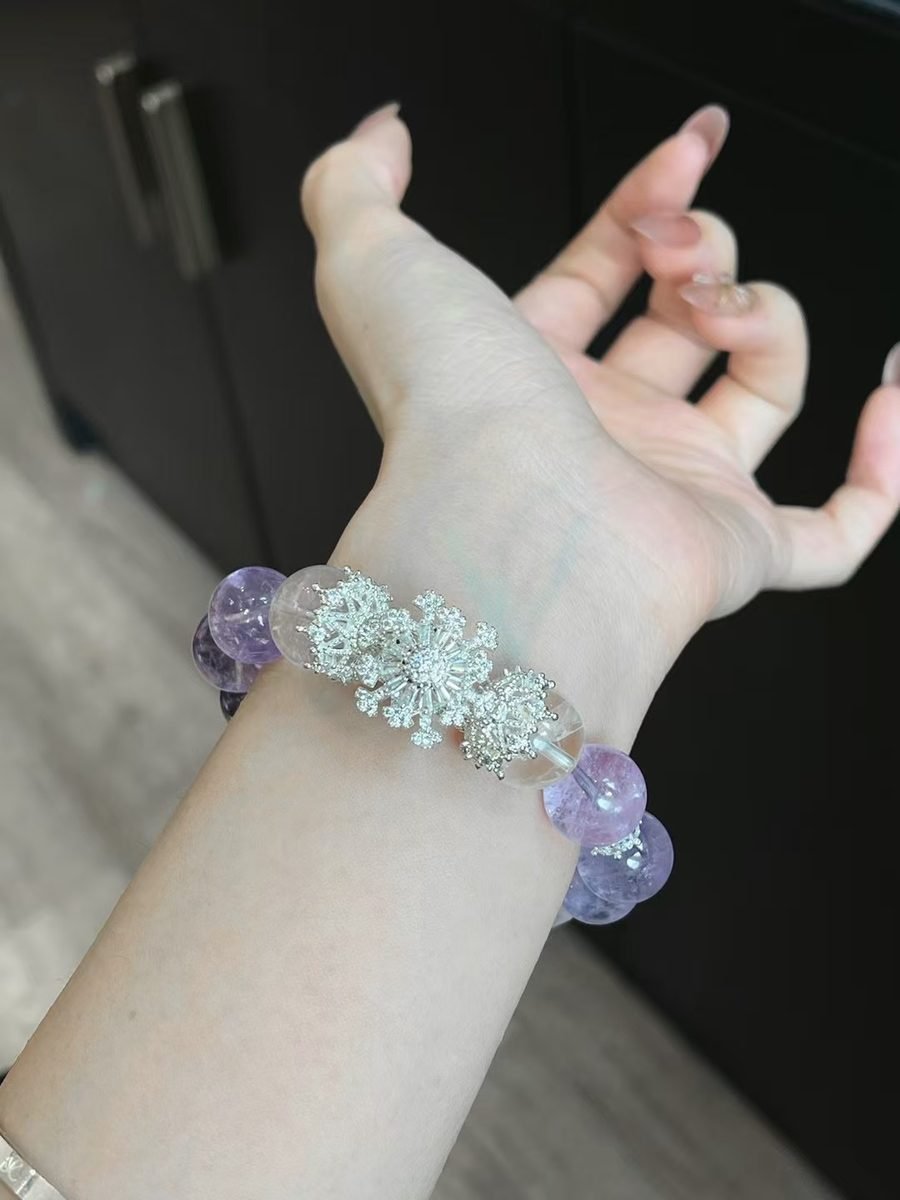 Amethyst Bracelet with Clear Quartz & Rose Quartz - Image 2