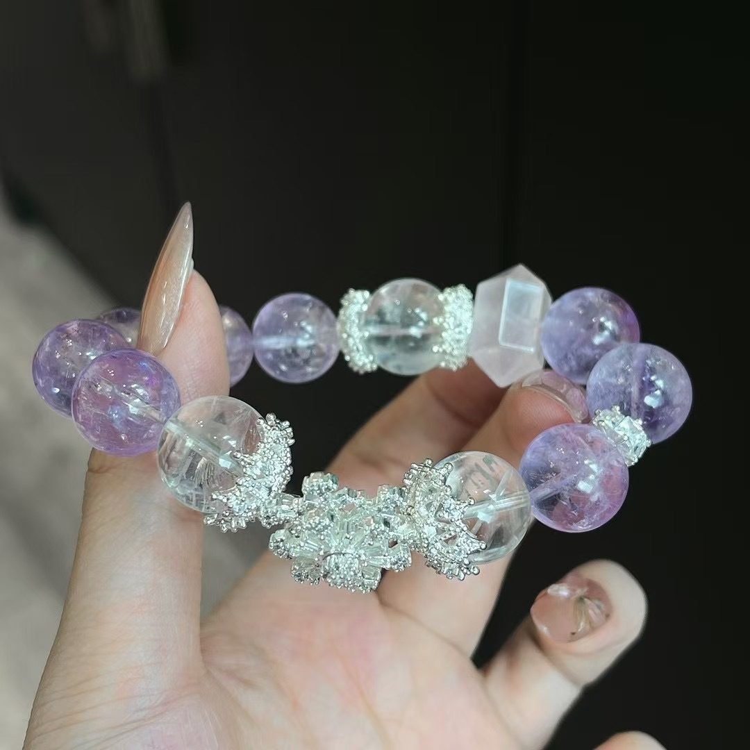 Amethyst Bracelet with Clear Quartz & Rose Quartz - Image 3