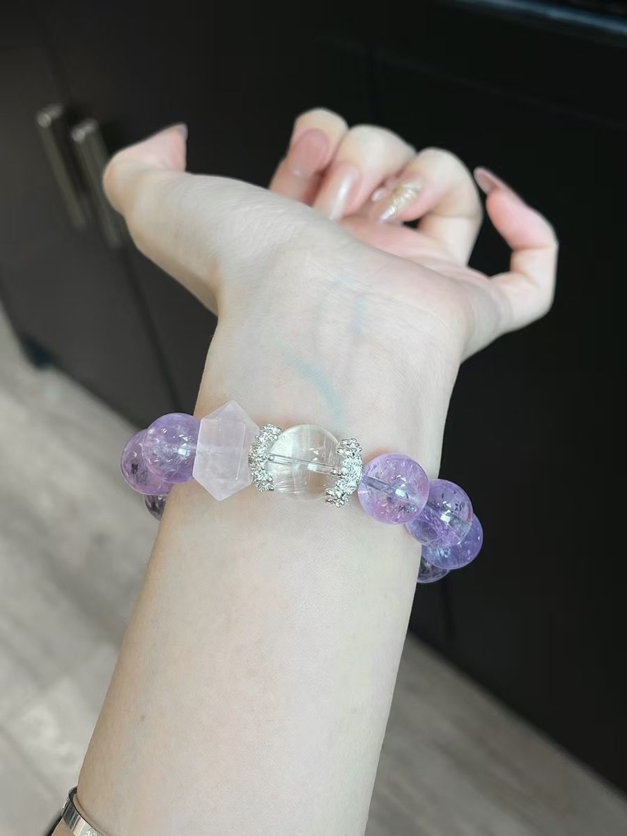 Amethyst Bracelet with Clear Quartz & Rose Quartz - Image 4