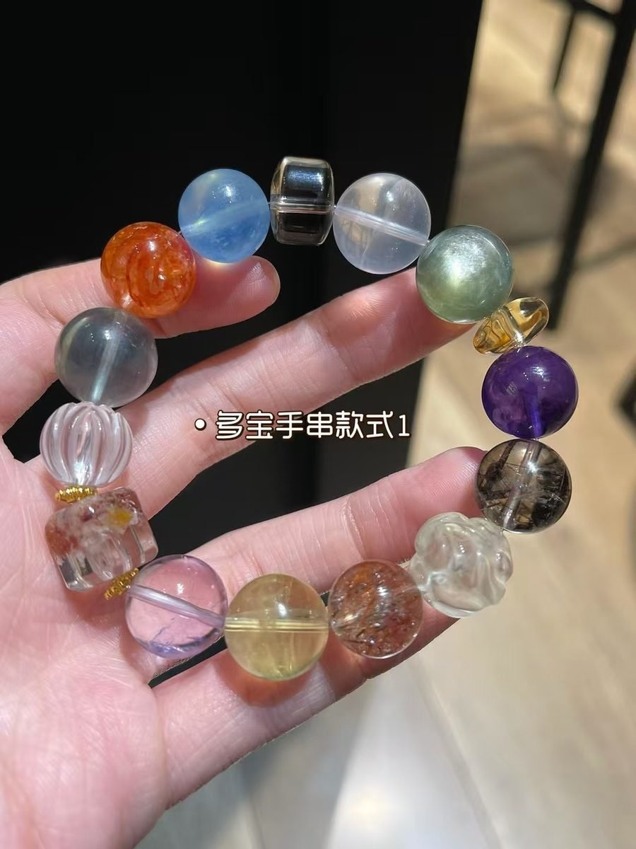 7 Chakra Balancing Baroque Bracelet with Amethyst & Citrine — Ref. 02443