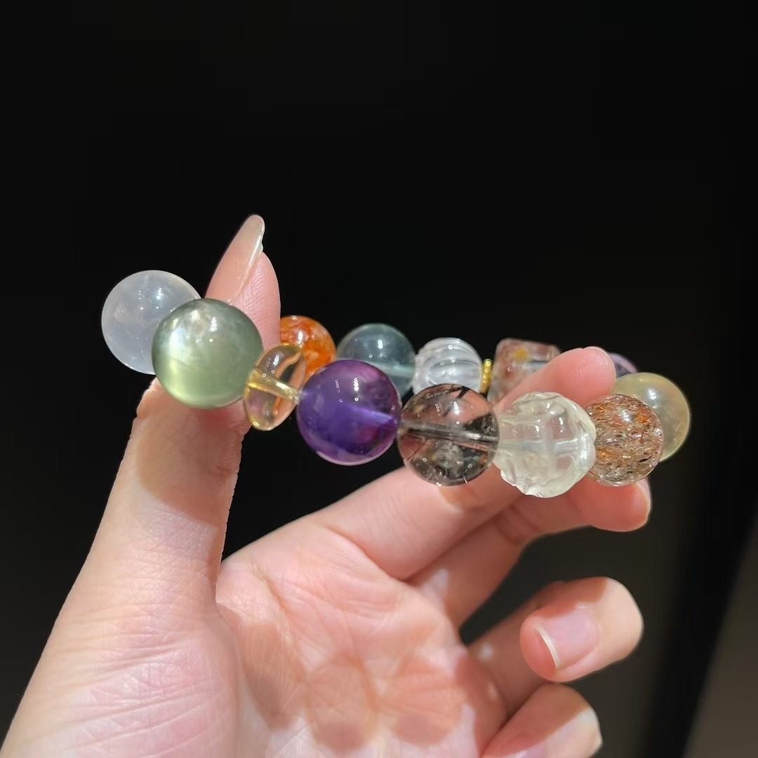 7 Chakra Balancing Baroque Bracelet with Amethyst & Citrine — Ref. 02443 - Image 2