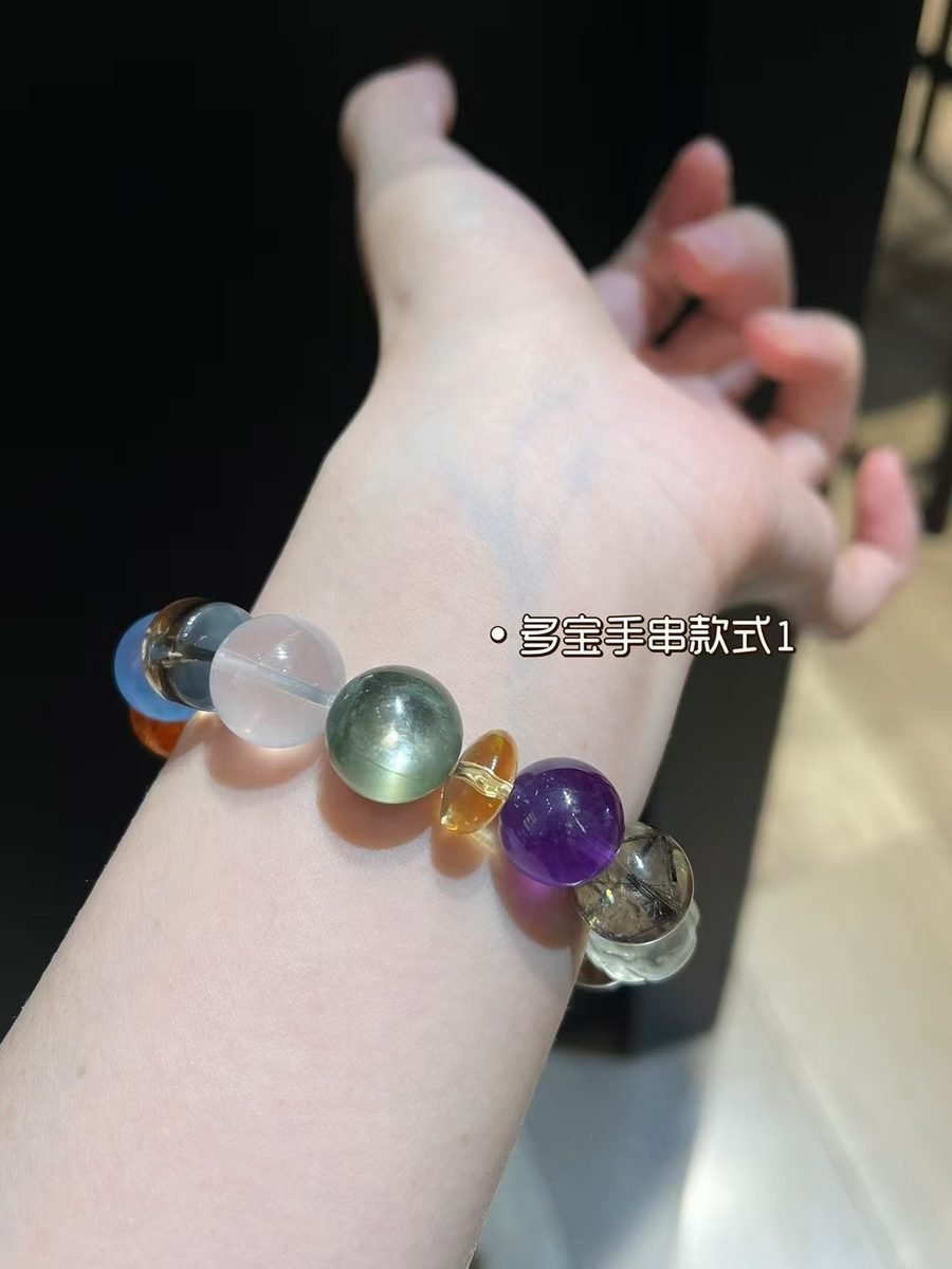 7 Chakra Balancing Baroque Bracelet with Amethyst & Citrine — Ref. 02443 - Image 3