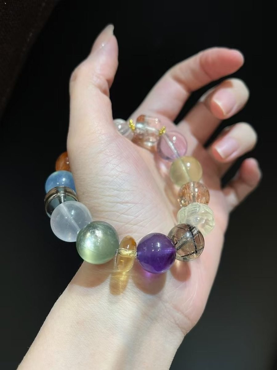 7 Chakra Balancing Baroque Bracelet with Amethyst & Citrine — Ref. 02443 - Image 4