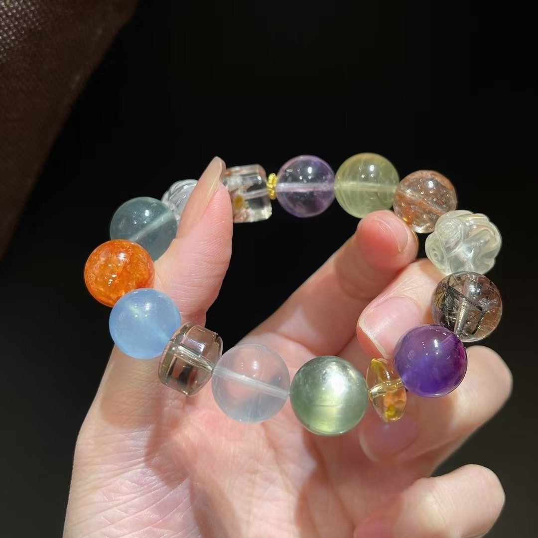 7 Chakra Balancing Baroque Bracelet with Amethyst & Citrine — Ref. 02443 - Image 5