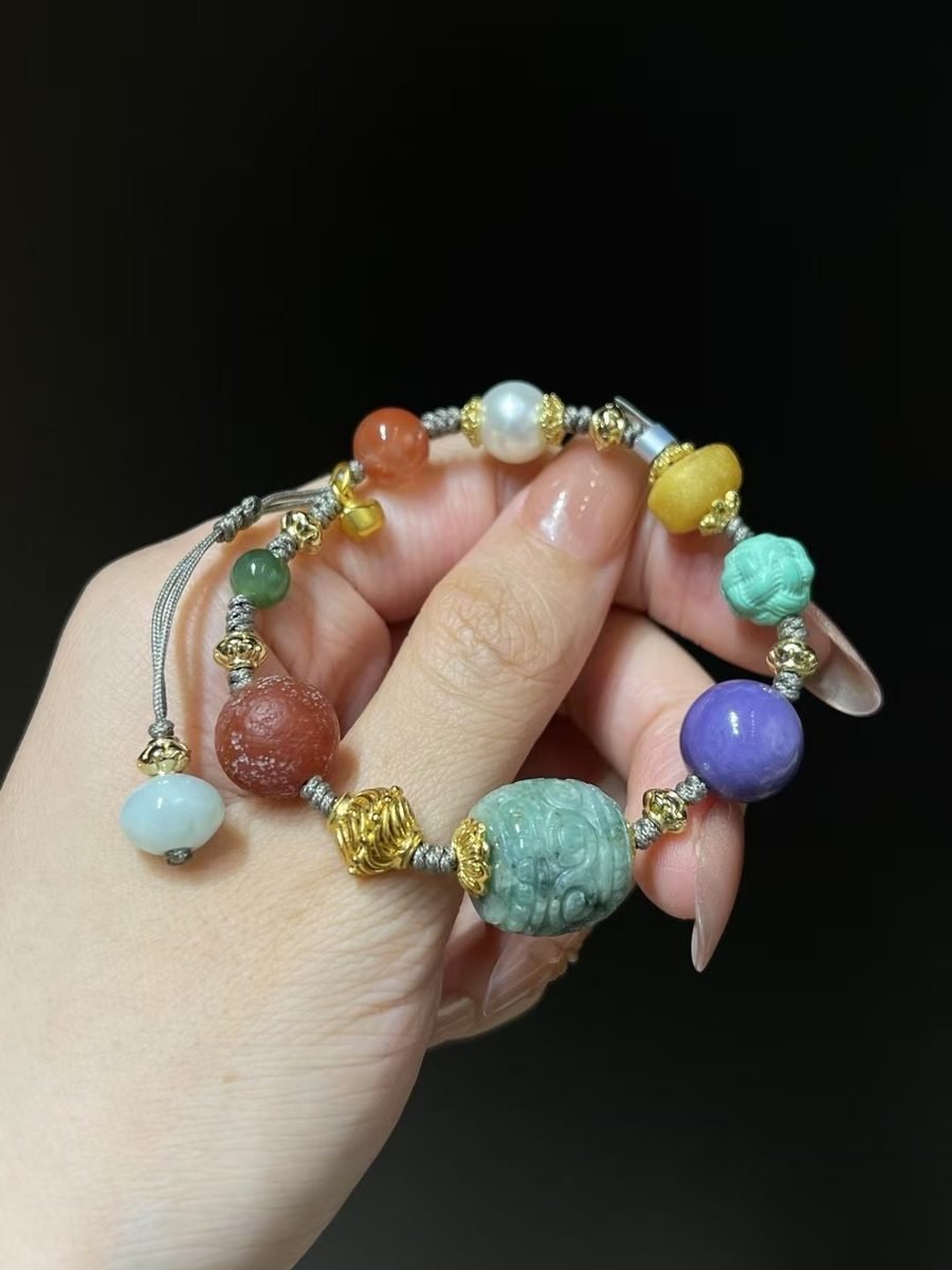 15mm 7 Chakra Balancing Bracelet with Jade