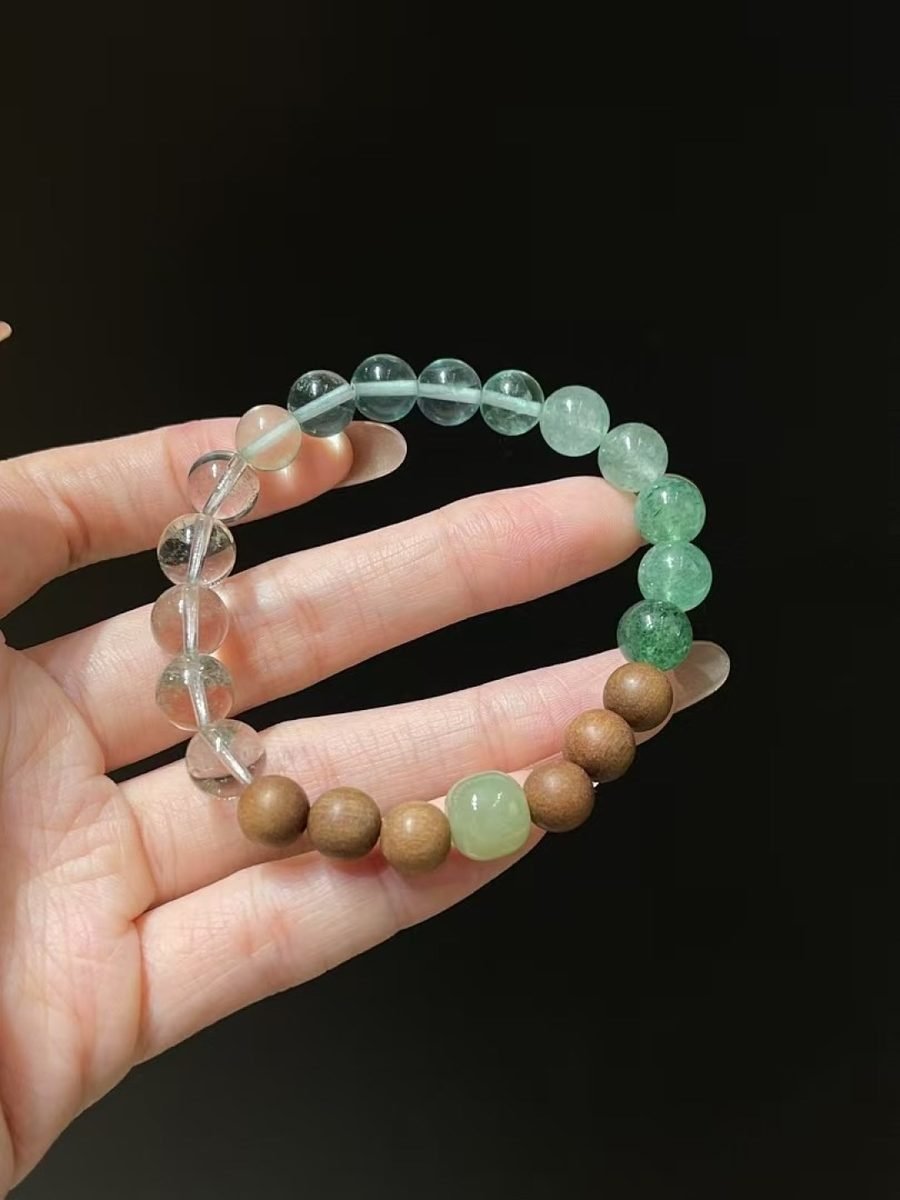 Rose Quartz Bracelet with Green Phantom Quartz & Strawberry Quartz