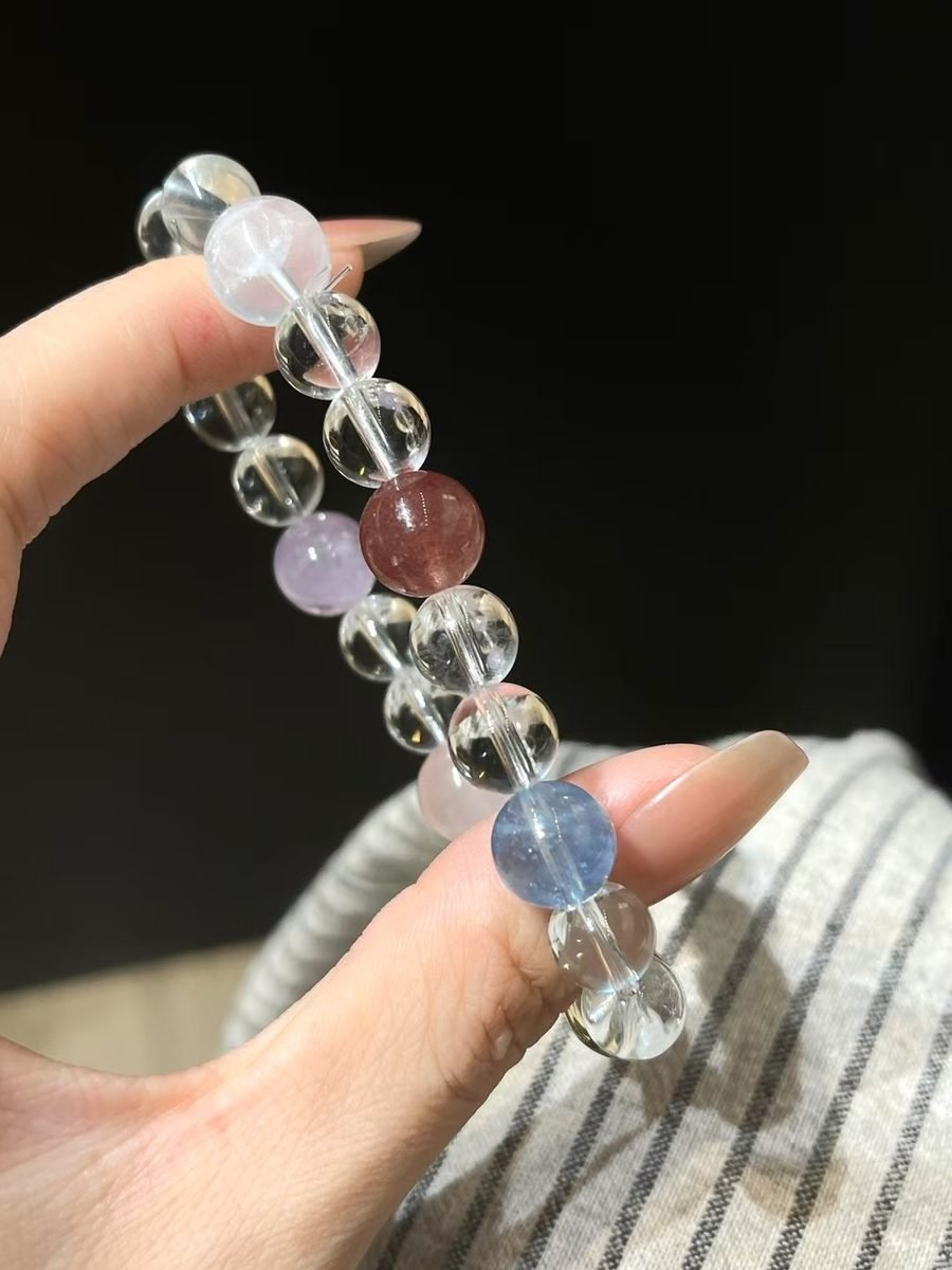 7 Chakra Balancing Bracelet with Rose Quartz & Amethyst — Ref. 02483