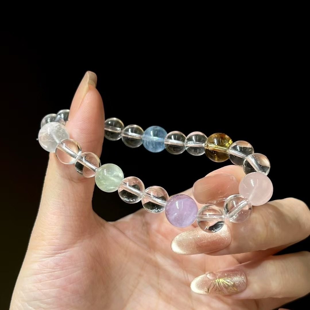 7 Chakra Balancing Bracelet with Rose Quartz & Amethyst — Ref. 02483 - Image 4