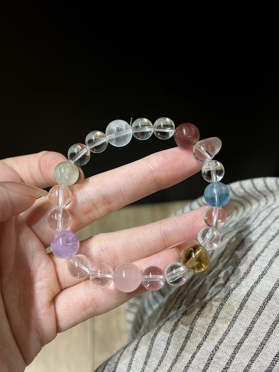 7 Chakra Balancing Bracelet with Rose Quartz & Amethyst — Ref. 02483 - Image 5