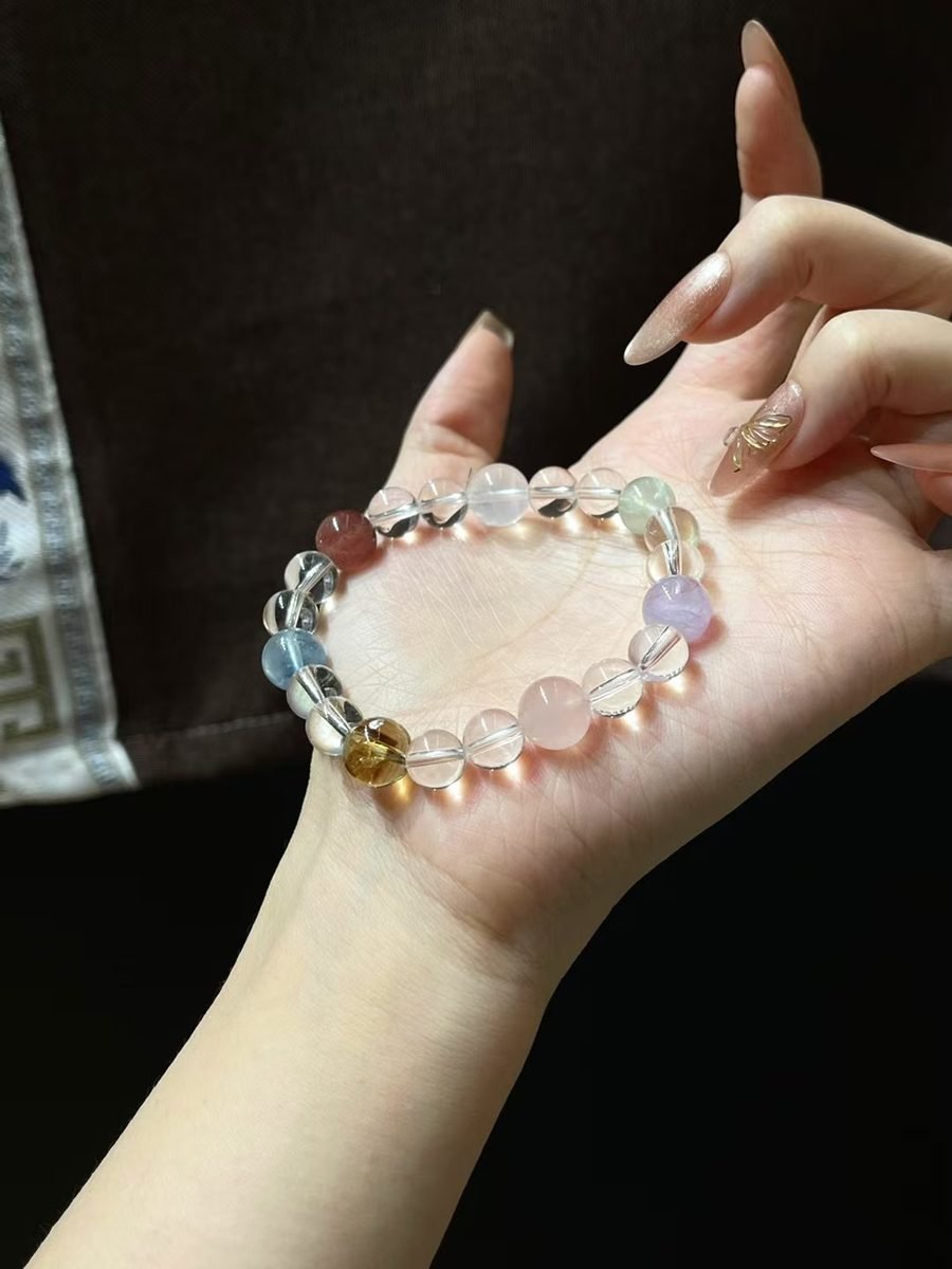 7 Chakra Balancing Bracelet with Rose Quartz & Amethyst — Ref. 02483 - Image 6