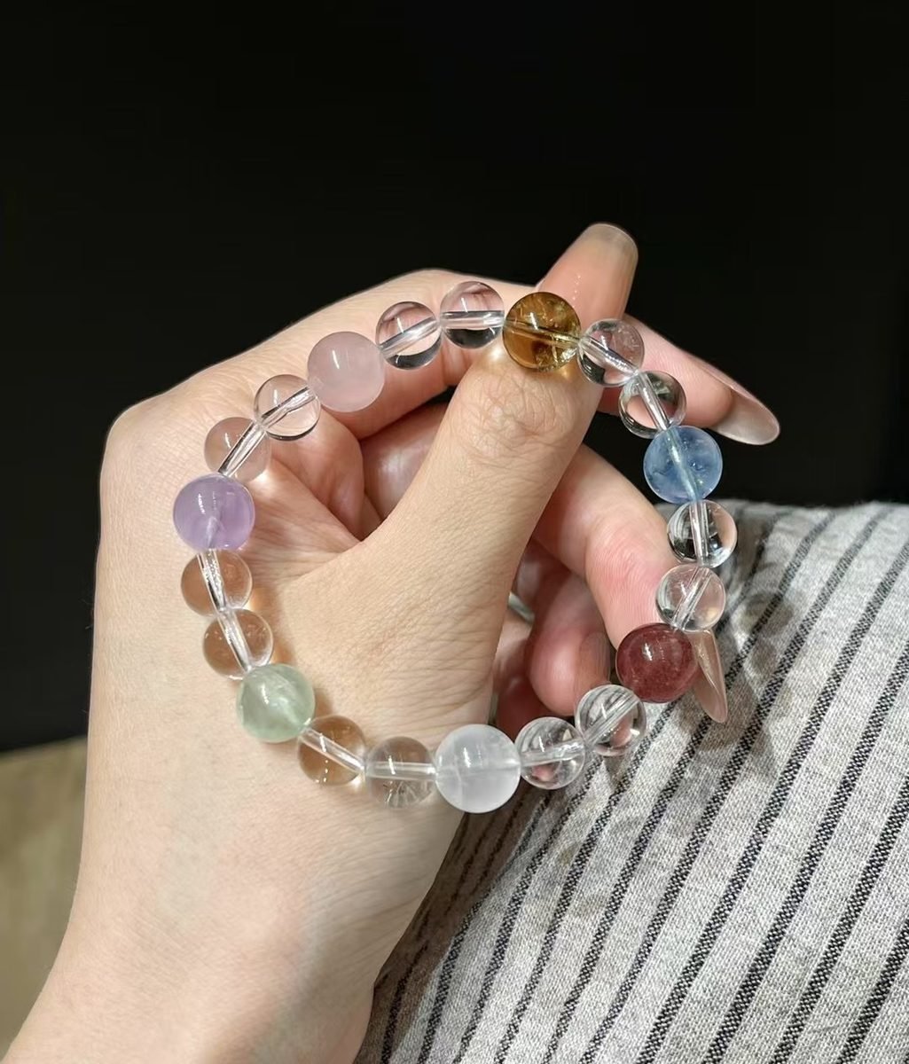 7 Chakra Balancing Bracelet with Rose Quartz & Amethyst — Ref. 02483 - Image 7
