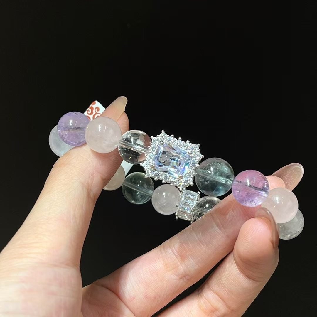7 Chakra Balancing Bracelet with Rose Quartz & Amethyst — Ref. 02485