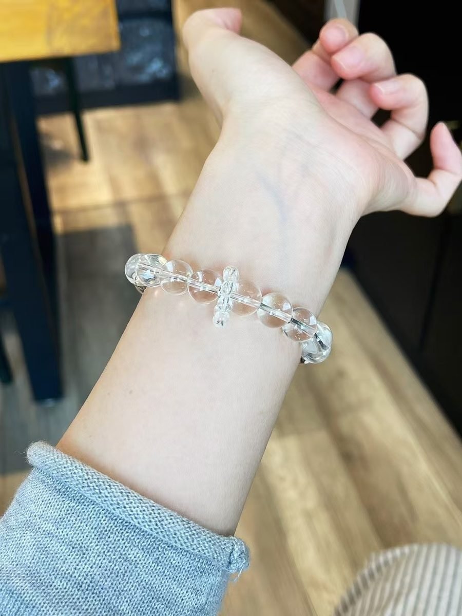 Rainbow Moonstone Bracelet with Clear Quartz — Ref. 02499