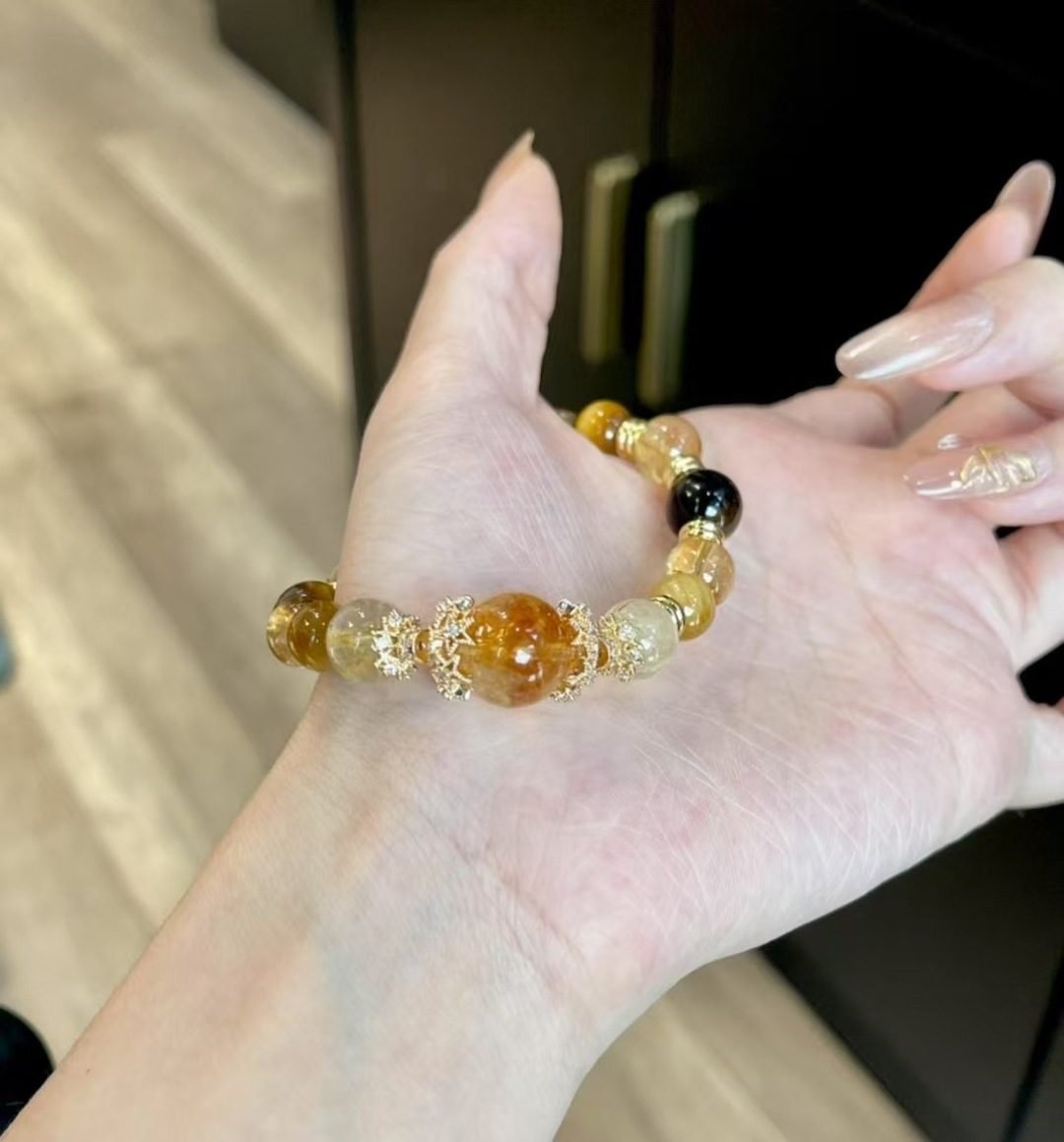 Citrine Bracelet with Smoky Quartz & Rutilated Quartz - Image 2
