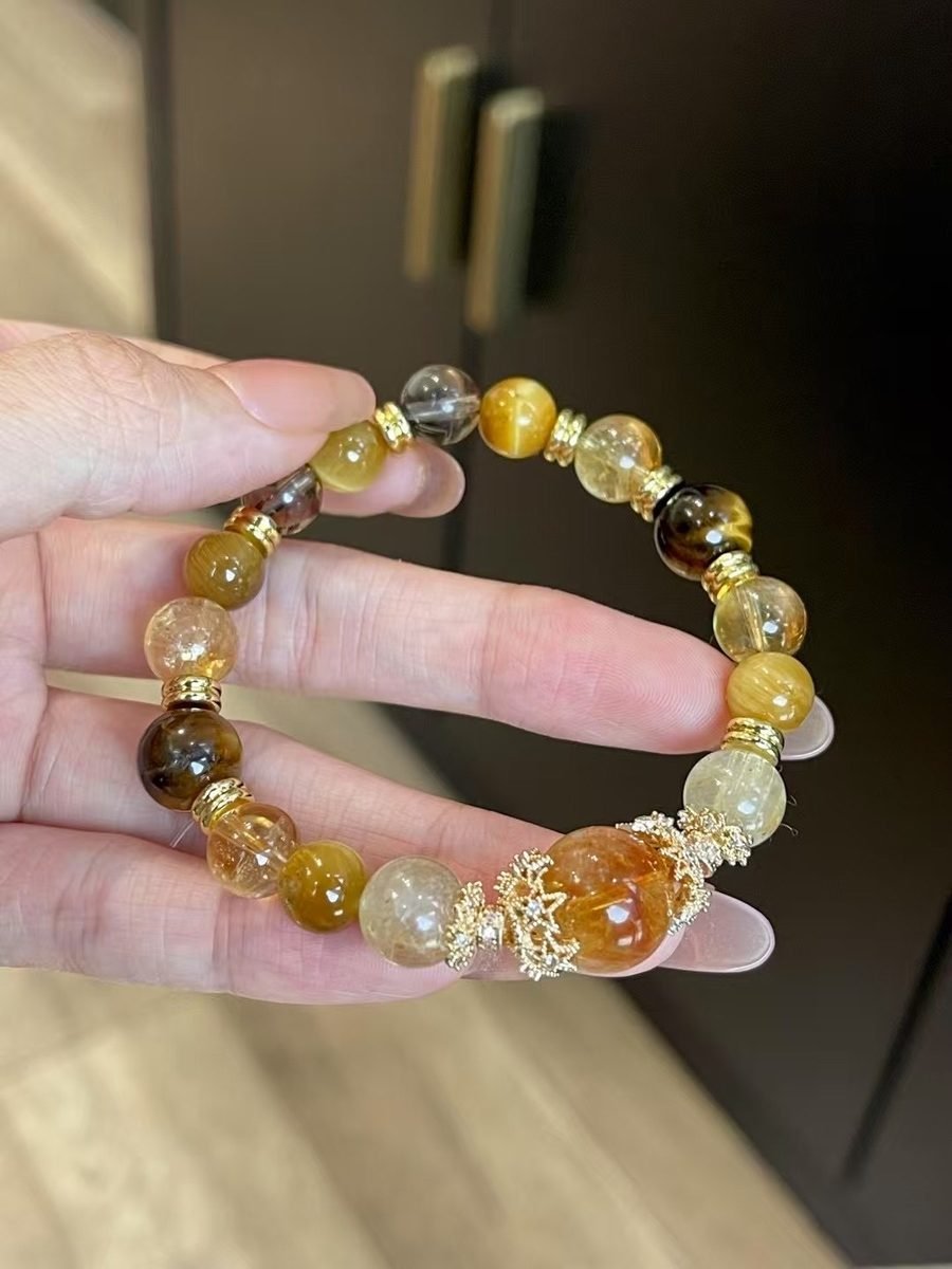 Citrine Bracelet with Smoky Quartz & Rutilated Quartz - Image 3