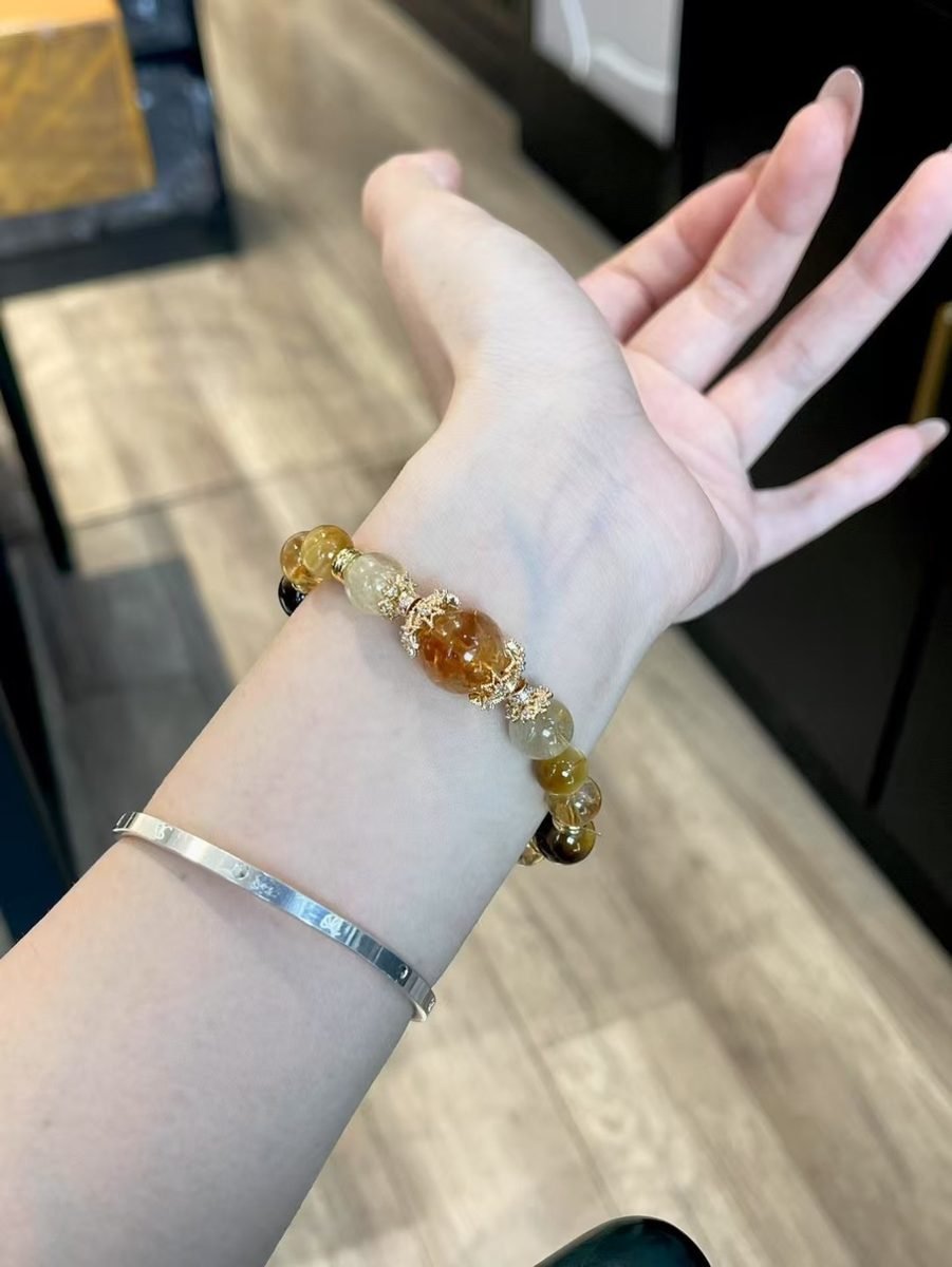 Citrine Bracelet with Smoky Quartz & Rutilated Quartz - Image 4