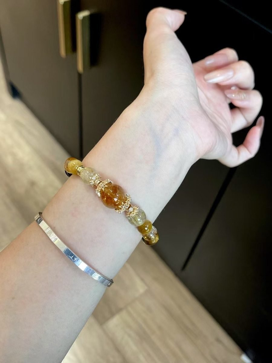 Citrine Bracelet with Smoky Quartz & Rutilated Quartz - Image 5