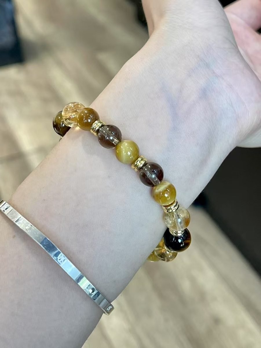 Citrine Bracelet with Smoky Quartz & Rutilated Quartz - Image 6