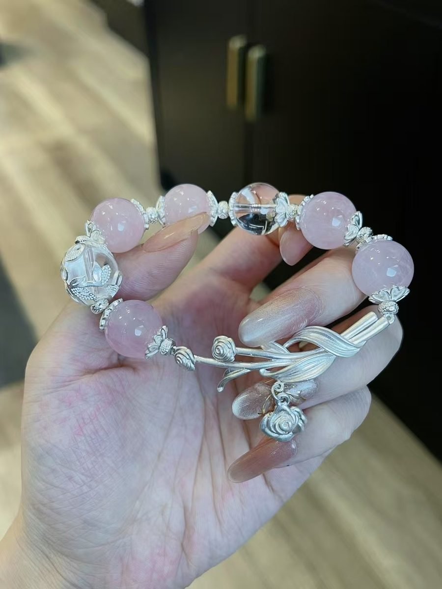 Rose Quartz Bracelet with Clear Quartz — Ref. 02511