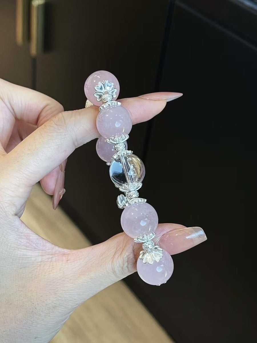 Rose Quartz Bracelet with Clear Quartz — Ref. 02511 - Image 2