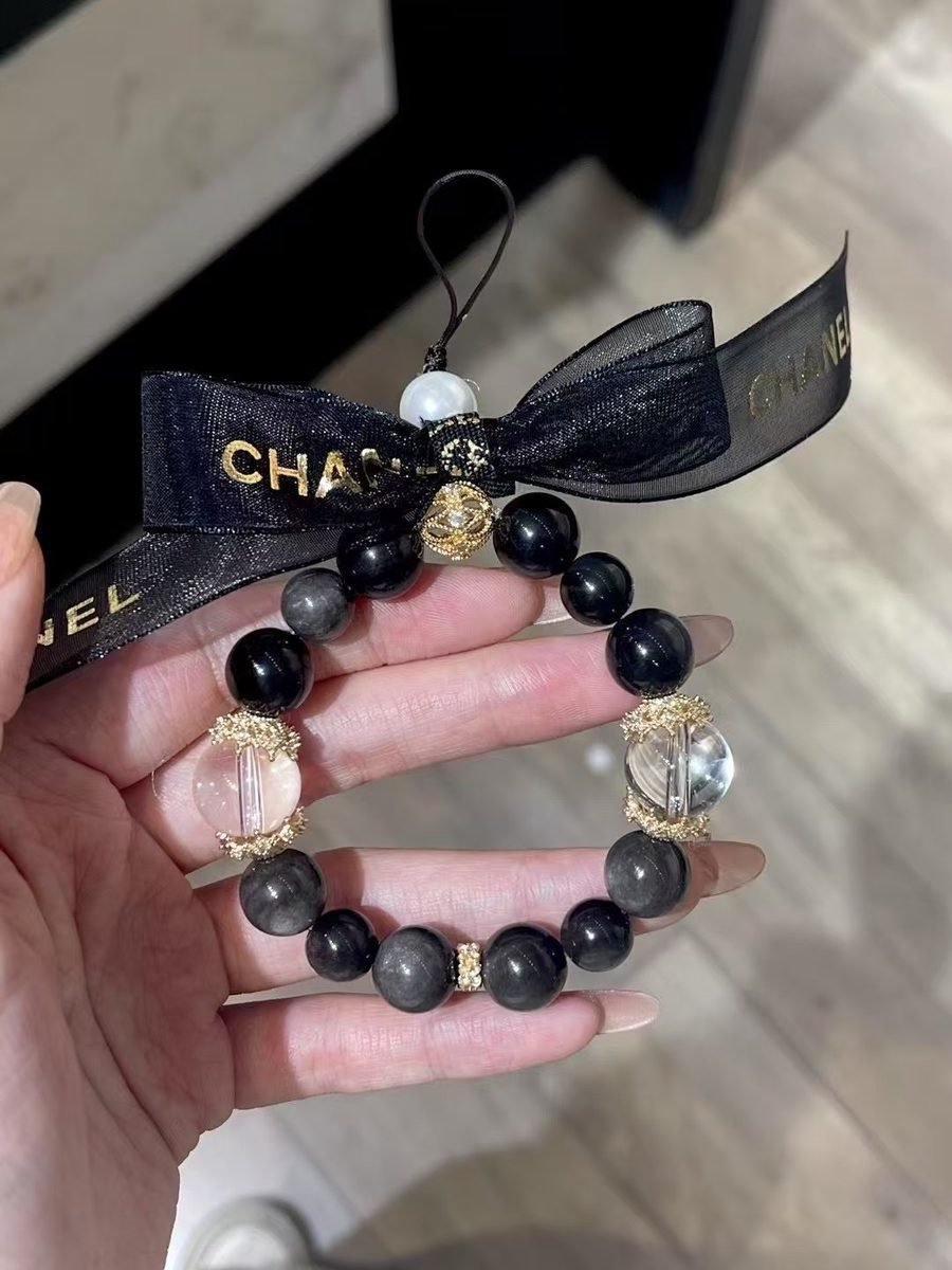 10-14mm Black Obsidian Ornament with Clear Quartz - Image 2