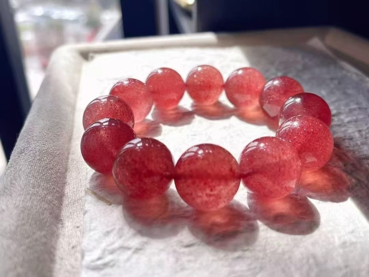 Rose Quartz Bracelet with Strawberry Quartz — Ref. 02564