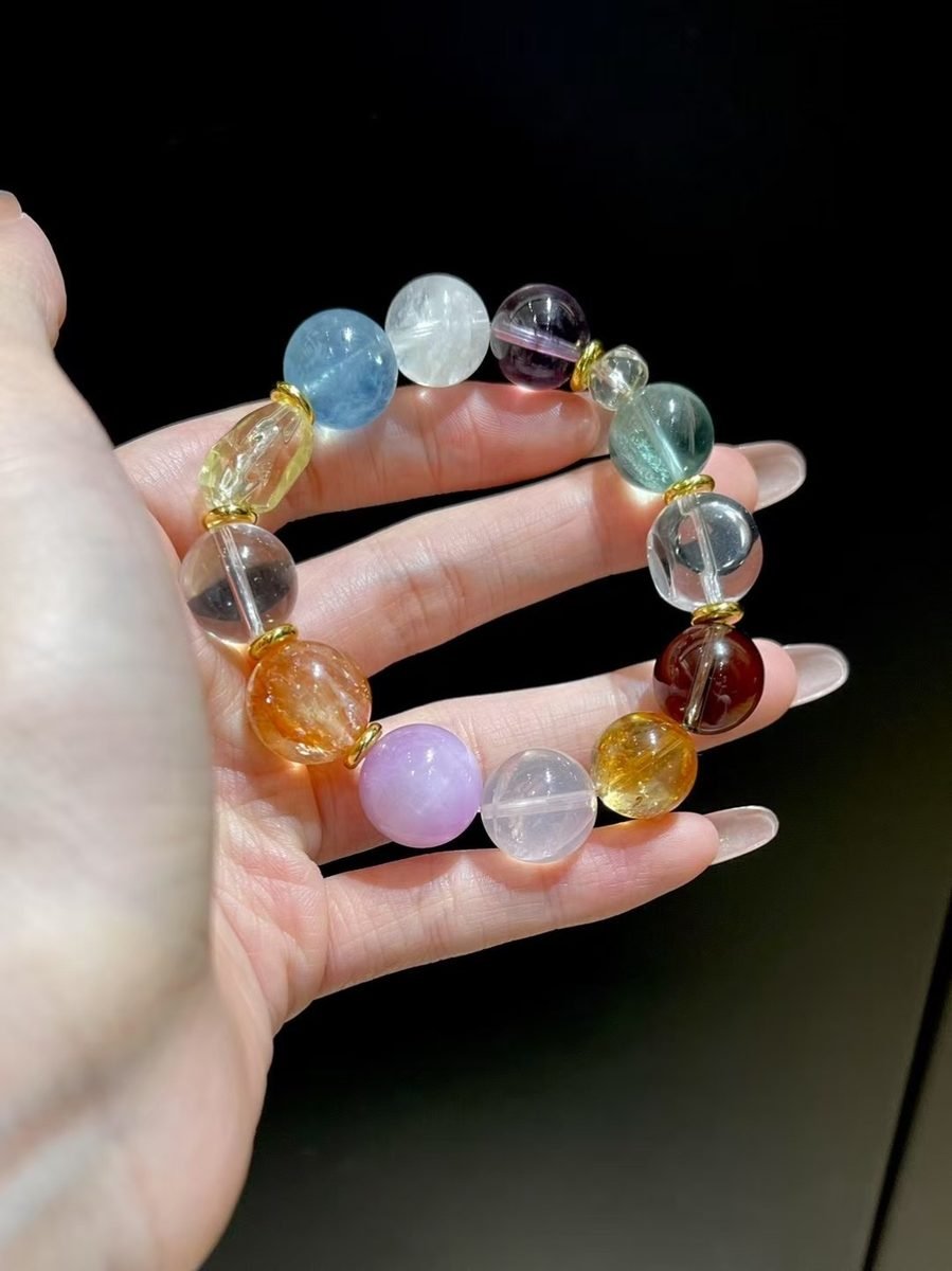 7 Chakra Balancing Bracelet with Rose Quartz & Amethyst — Ref. 02583